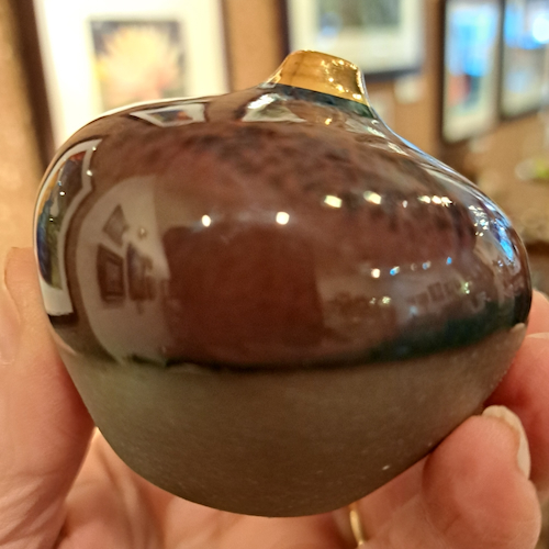 JP-002 Pottery Handmade Miniature Vase Chianti, Gray & Gold $68 at Hunter Wolff Gallery